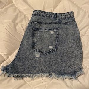 Distressed high waisted denim shorts